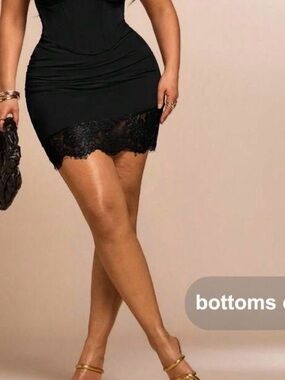 Black Lace Trim Bodycon Mini Skirt